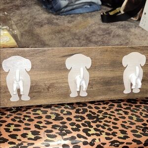 Rustic Wood Dog Tail Hook Rack with tail hooks